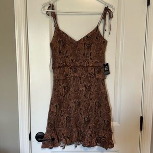 Snake print mocked mini dress